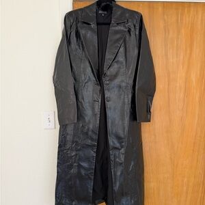 WeWoreWhat Black Long Faux Leather Trench Coat